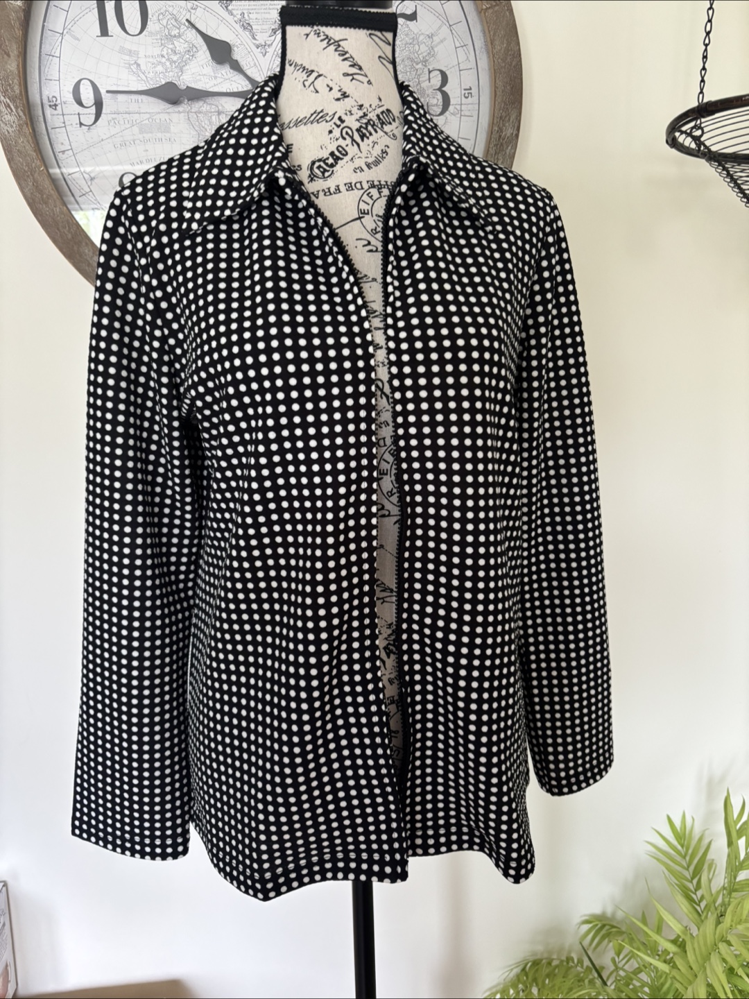 Women's Black and White Polka Dot Jacket - photo 4