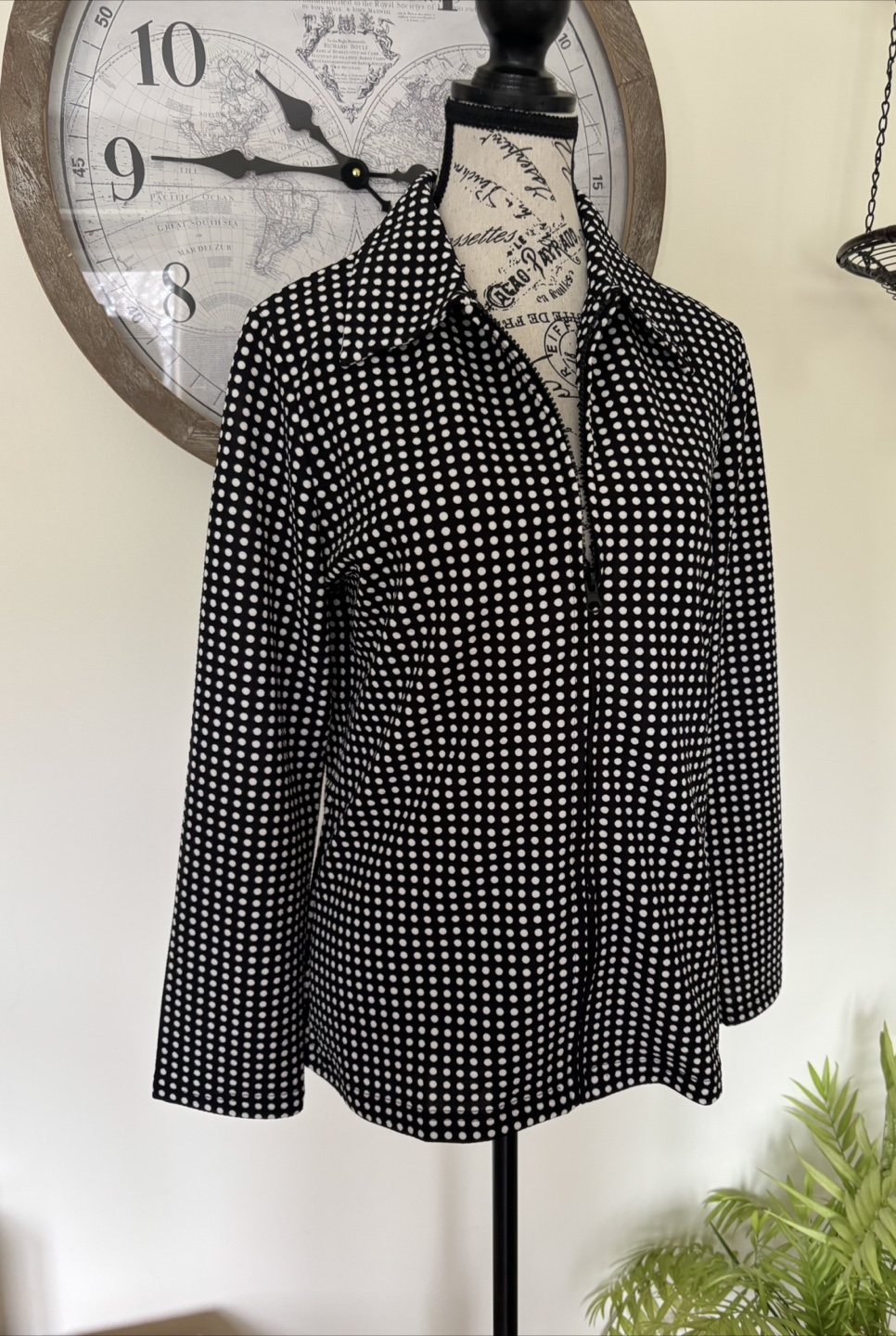 Women's Black and White Polka Dot Jacket
