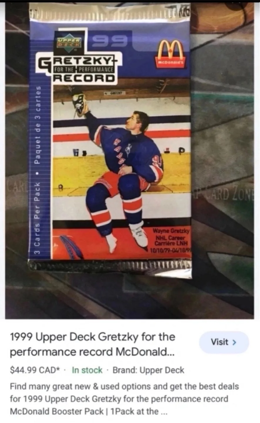 🏒1999 McDonald's Gretzky Hockey Cards - 3 Packs image indicator(2)