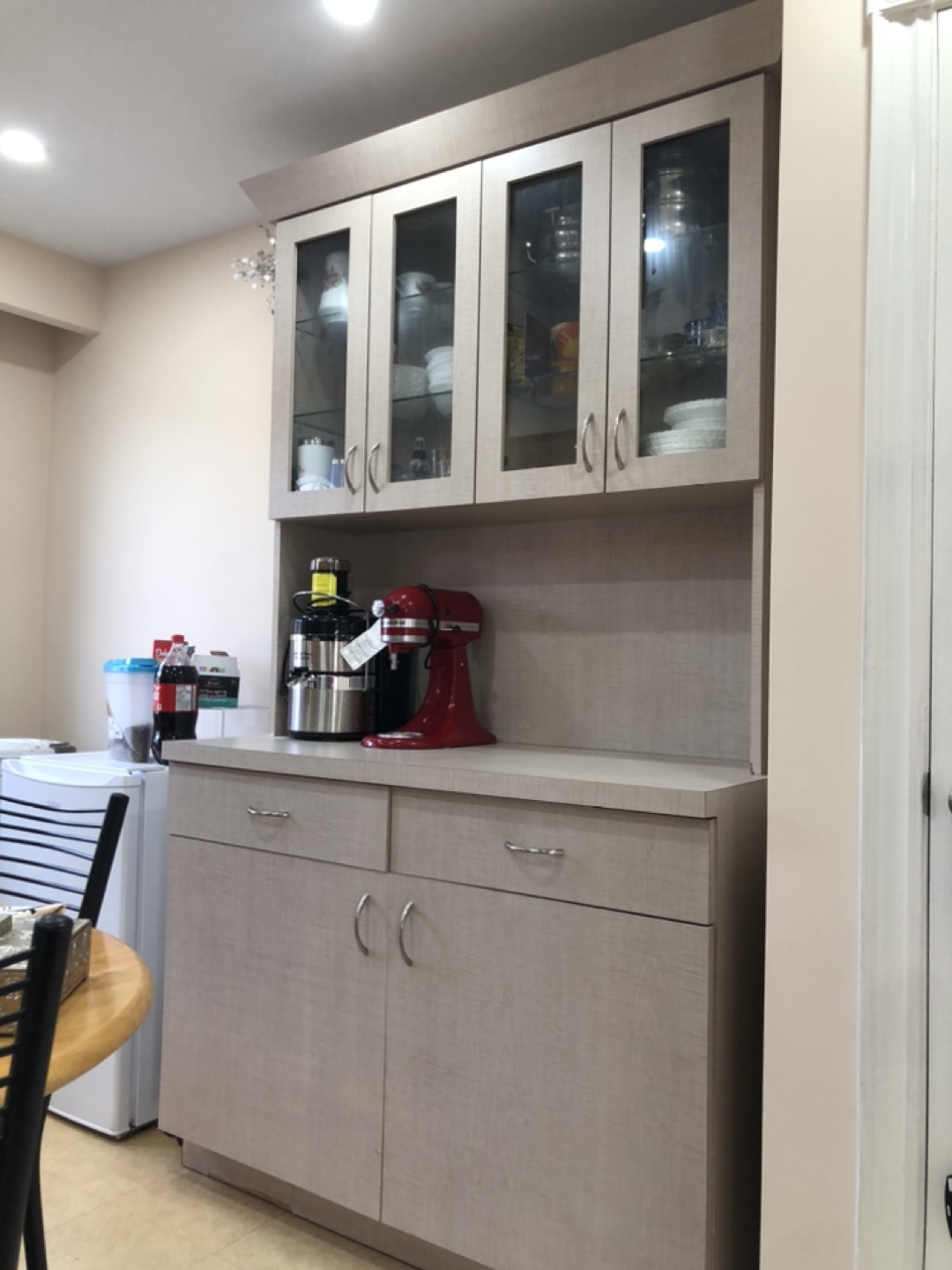 Kitchen Buffet/Hutch with Glass Doors