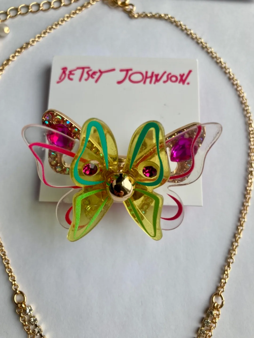 BETSEY JOHNSON Butterfly Resin Ring Pendant Necklace Set image indicator(6)