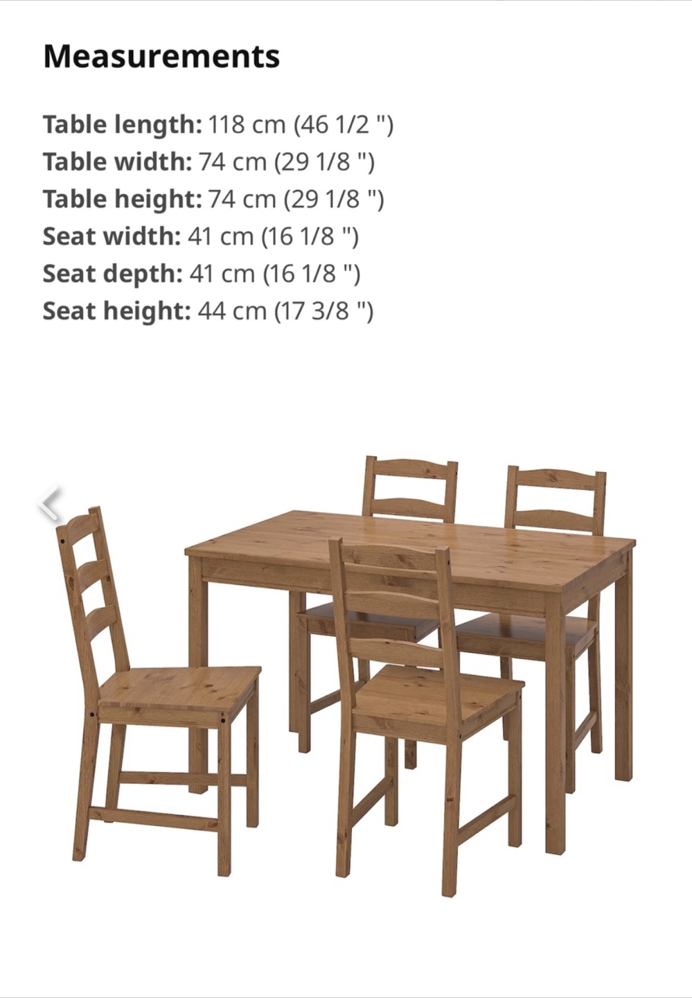 IKEA JOKKMOKK Table and 4 Chairs + 4 Chair Pads