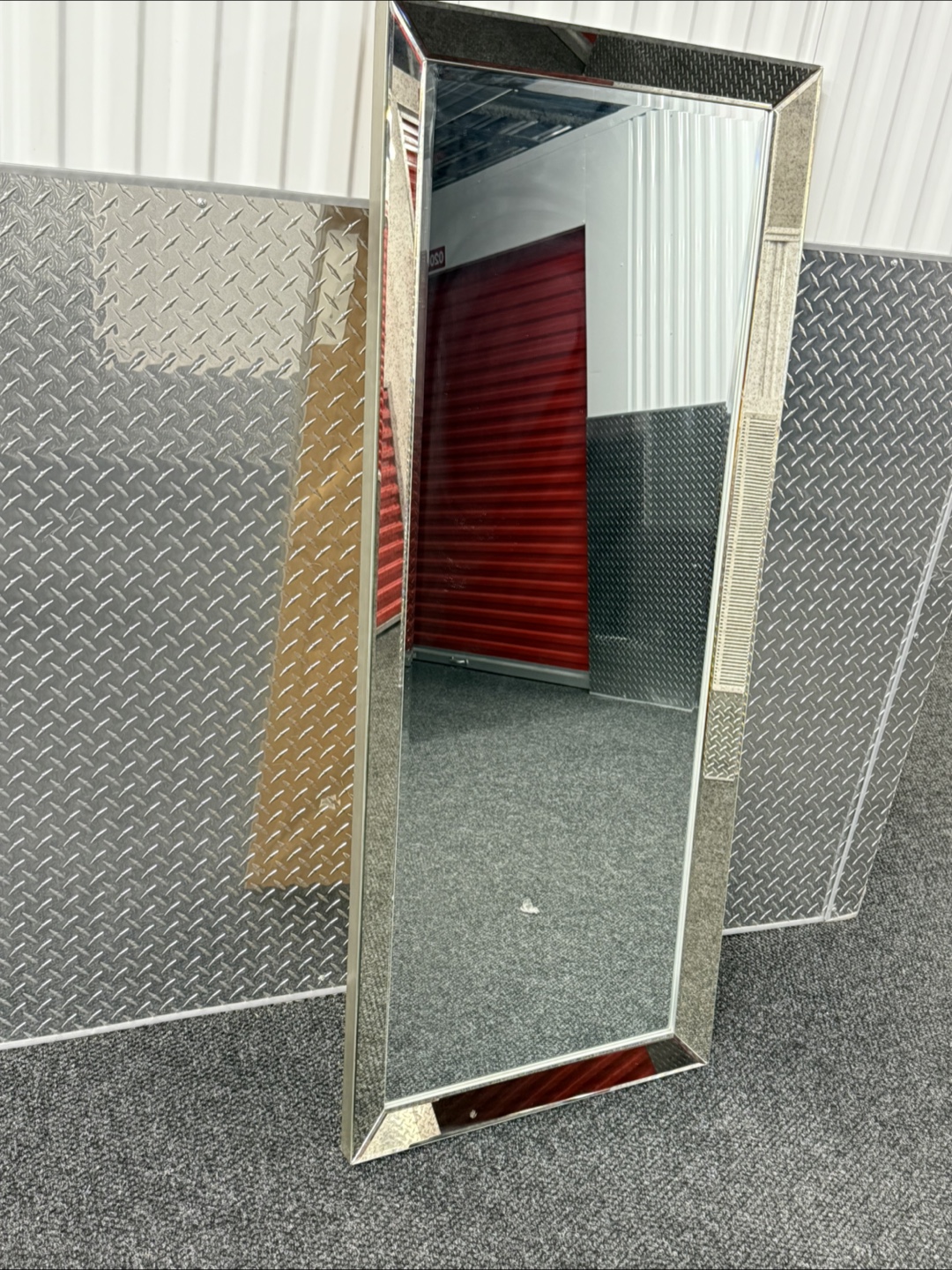 Large Silver Framed Floor Mirror