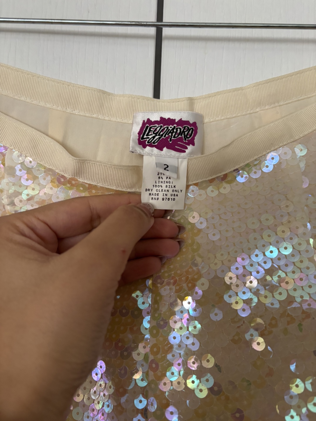 White Sequin Pants Sz 2 - photo 3