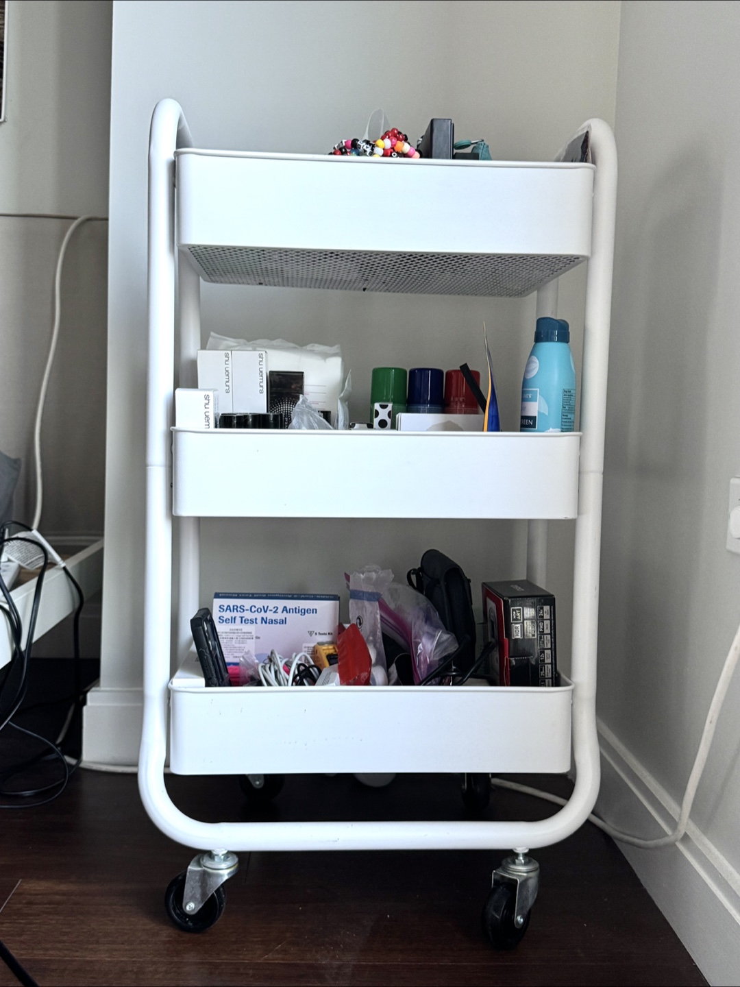 White Rolling Cart / Mobile Shelf