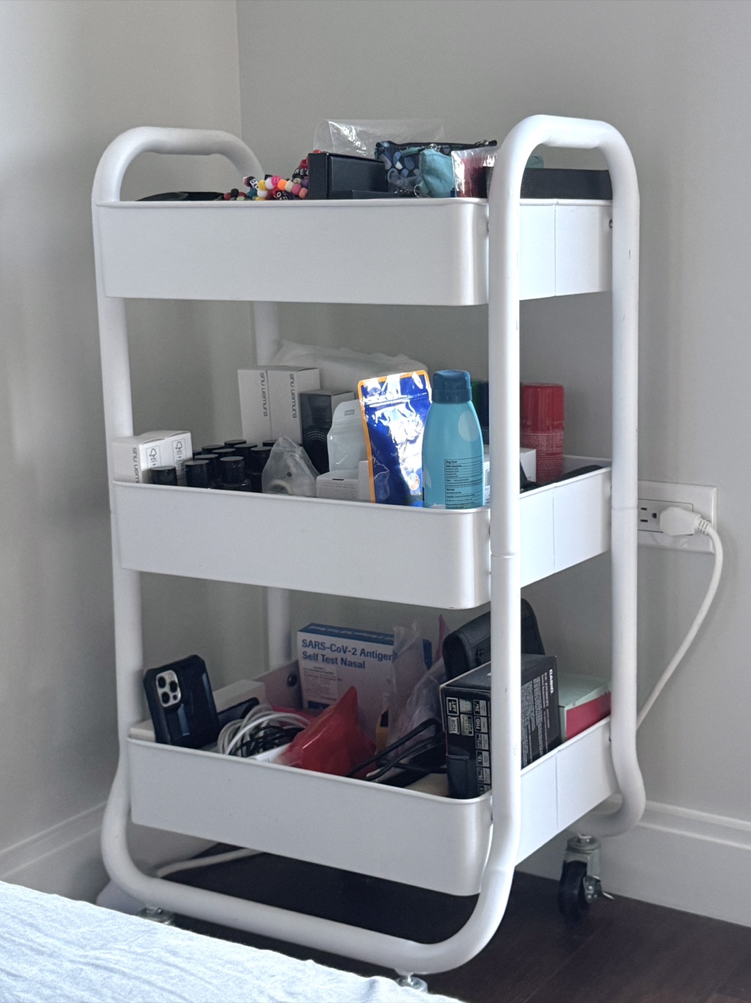 White Rolling Cart / Mobile Shelf - photo 2