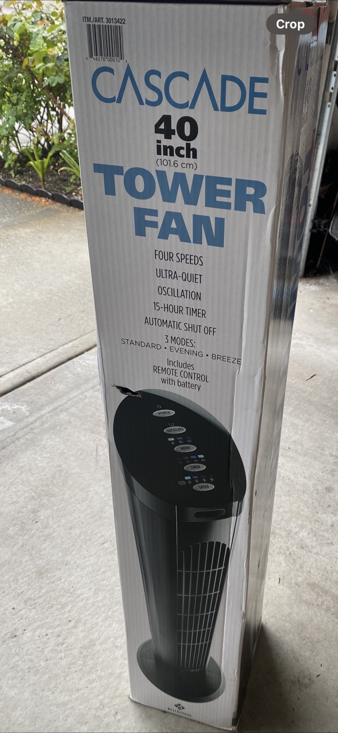New Cascade 40-inch Tower Fan with Remote