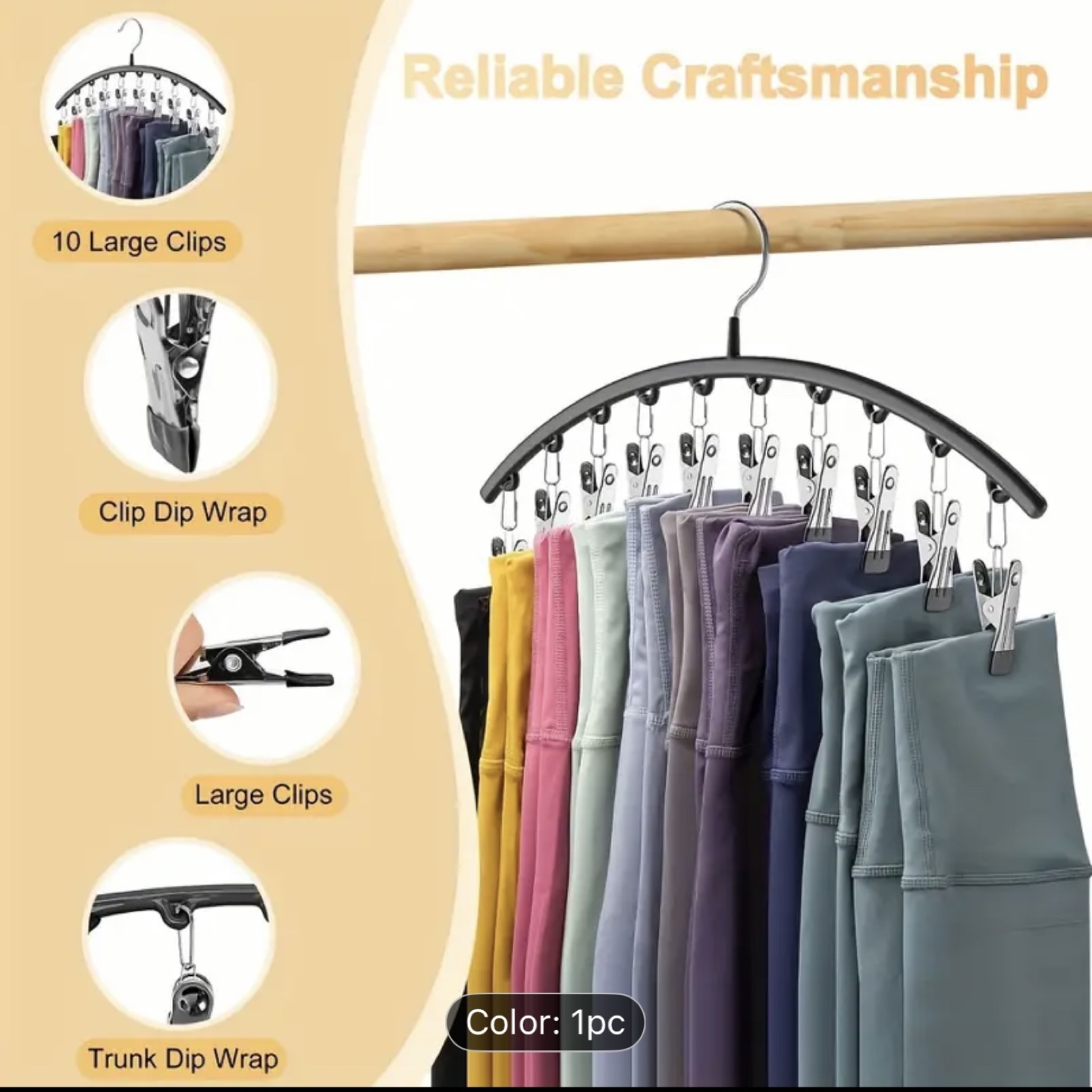 Pants Hanger with 10 Clips - photo 2