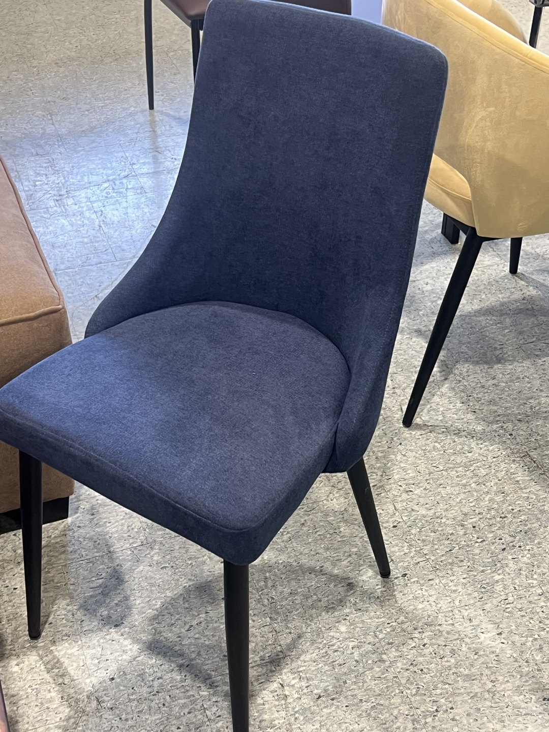 Navy Blue Velvet Dining Chair with Black Legs - photo 4