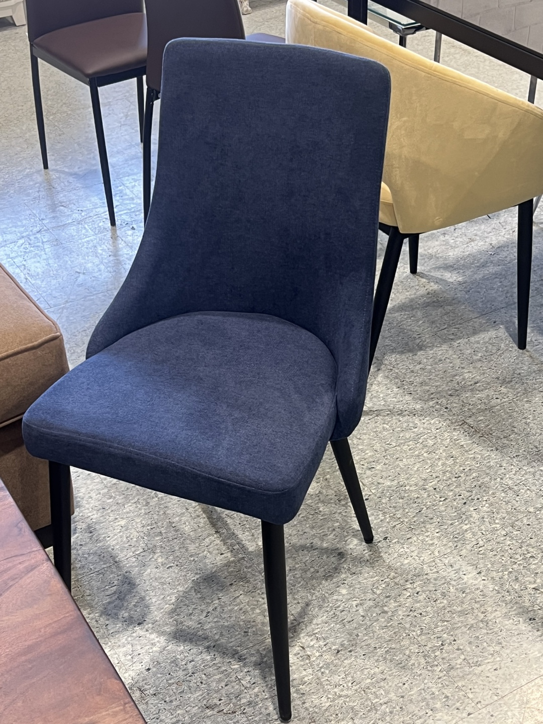 Navy Blue Velvet Dining Chair with Black Legs - photo 2