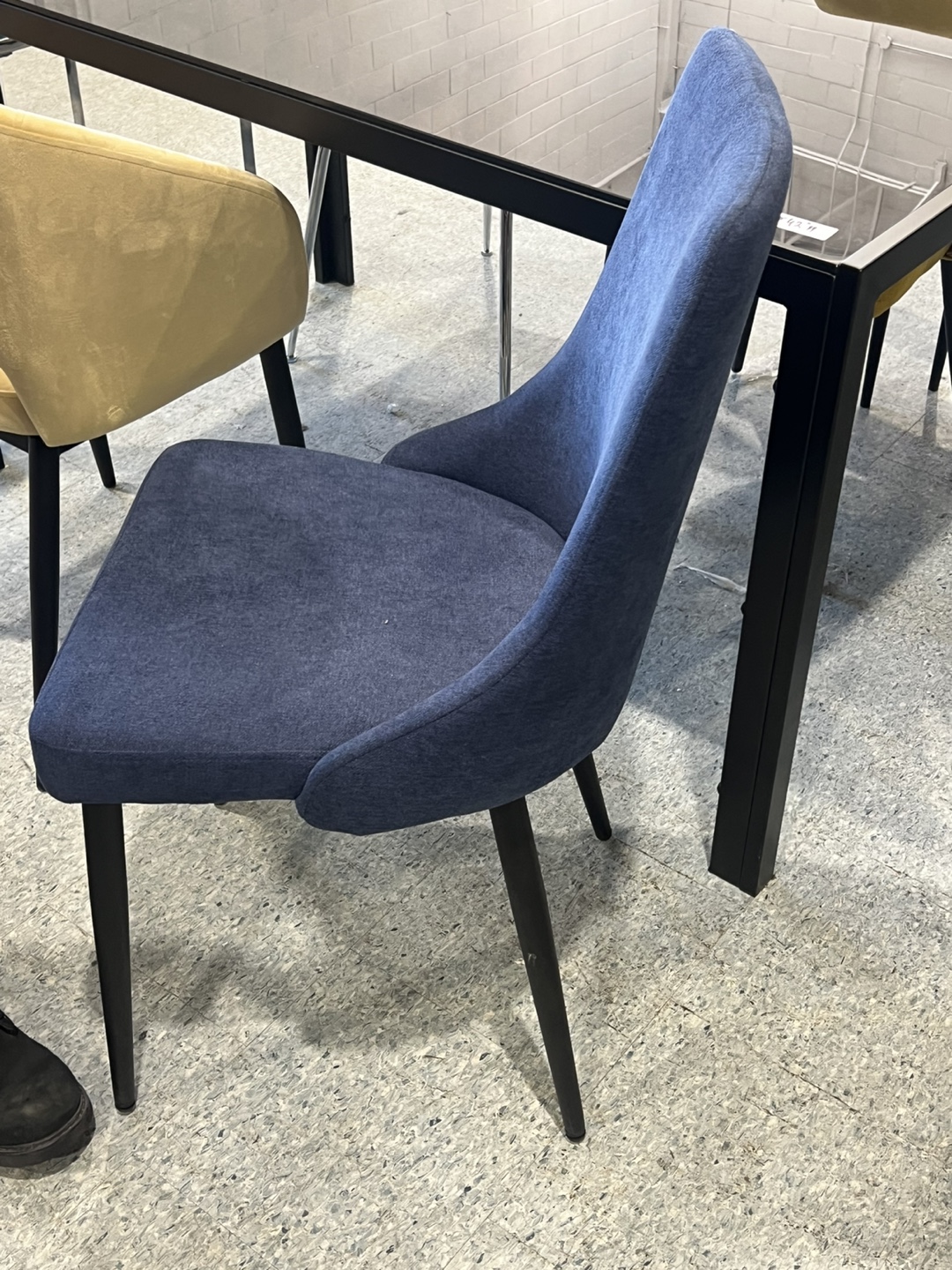 Navy Blue Velvet Dining Chair with Black Legs - photo 3