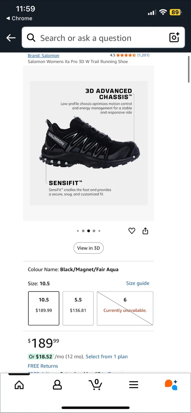 Salomon XA Pro 3D Trail Running Shoes - Women's Size US 6.5 image indicator(6)