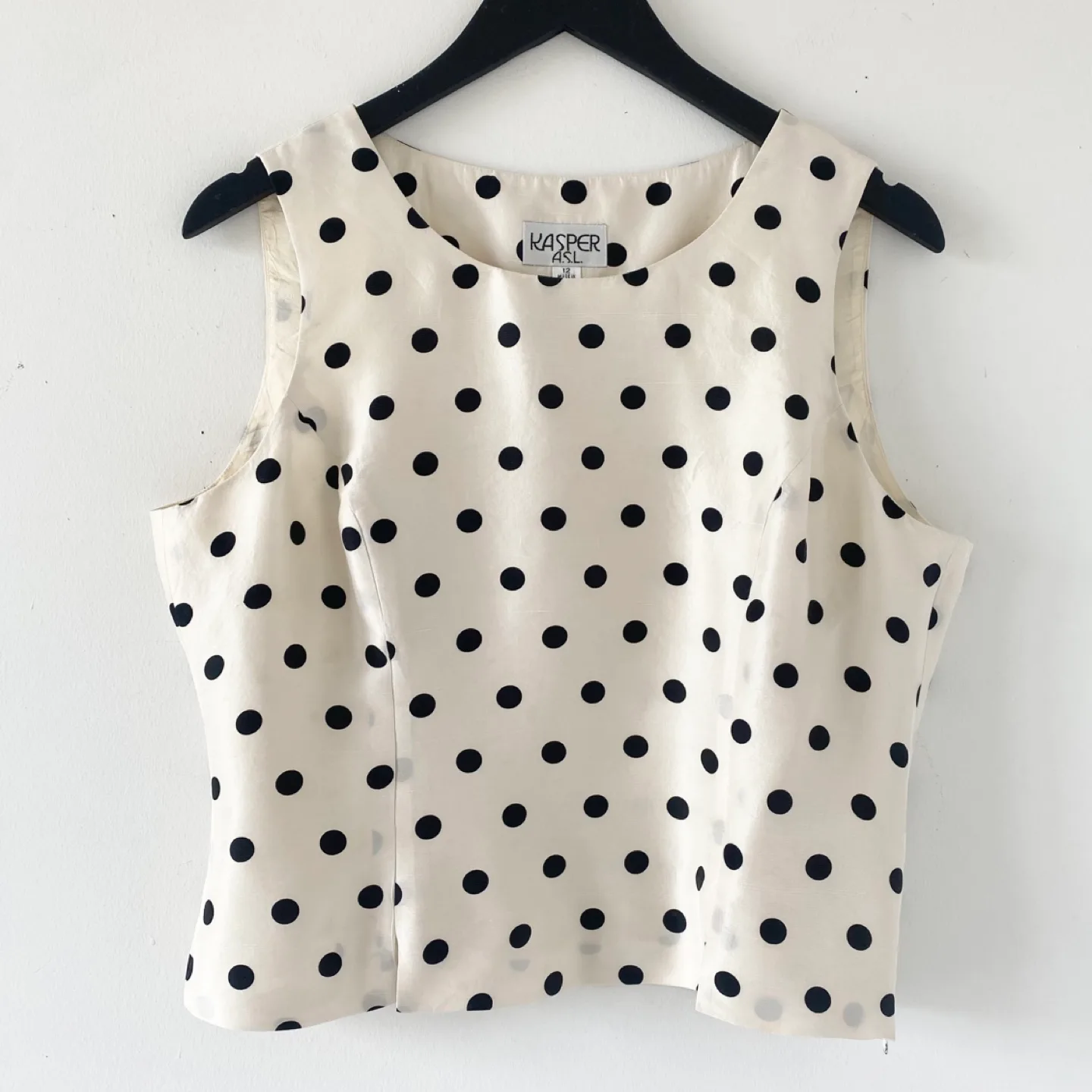 Vintage 100% Silk Polka Dot Sleeveless Blouse thumbnail