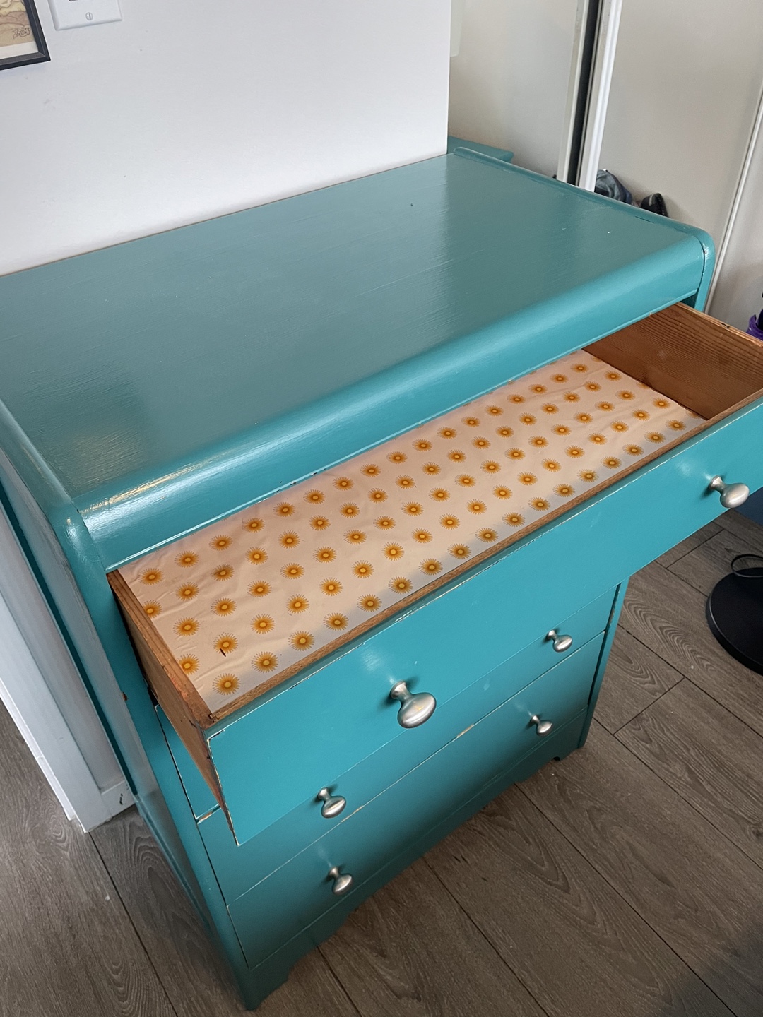 Vintage Teal Four-Drawer Chest of Drawers - photo 3