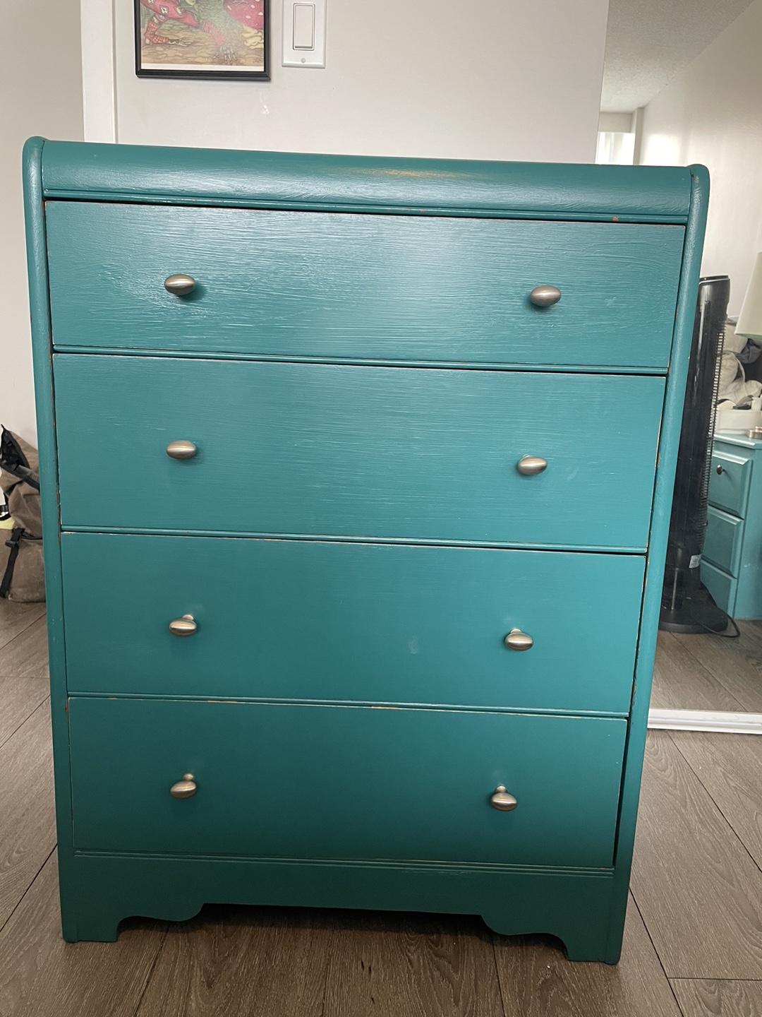 Vintage Teal Four-Drawer Chest of Drawers