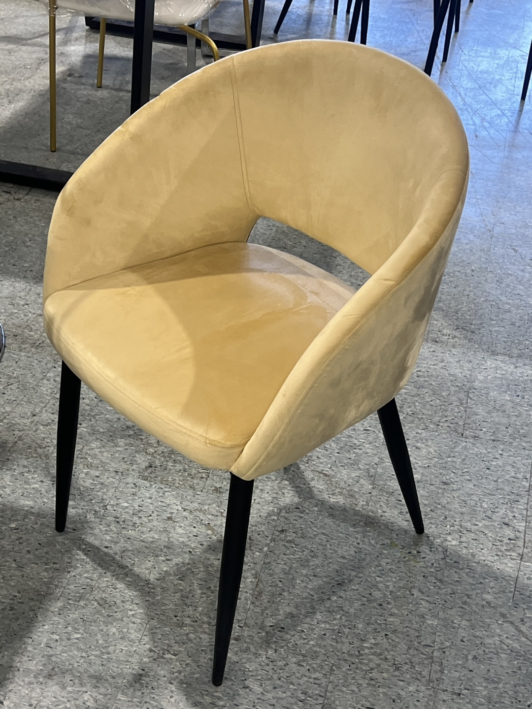 Beige Velvet Dining Chair with Black Legs - photo 2