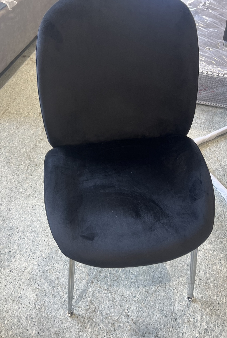 Black Velvet Accent Chair with Chrome Legs