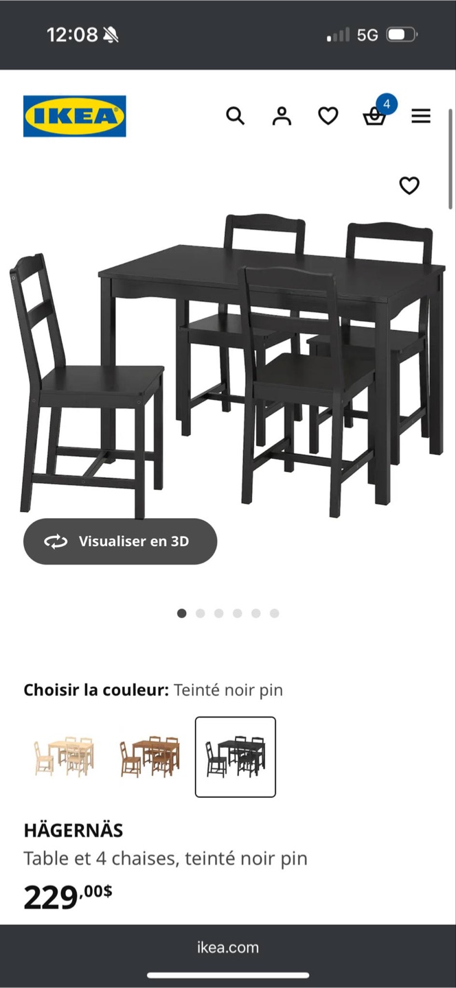 IKEA HÄGERNAS Dining Table and 4 Chairs - Black-Brown - photo 5