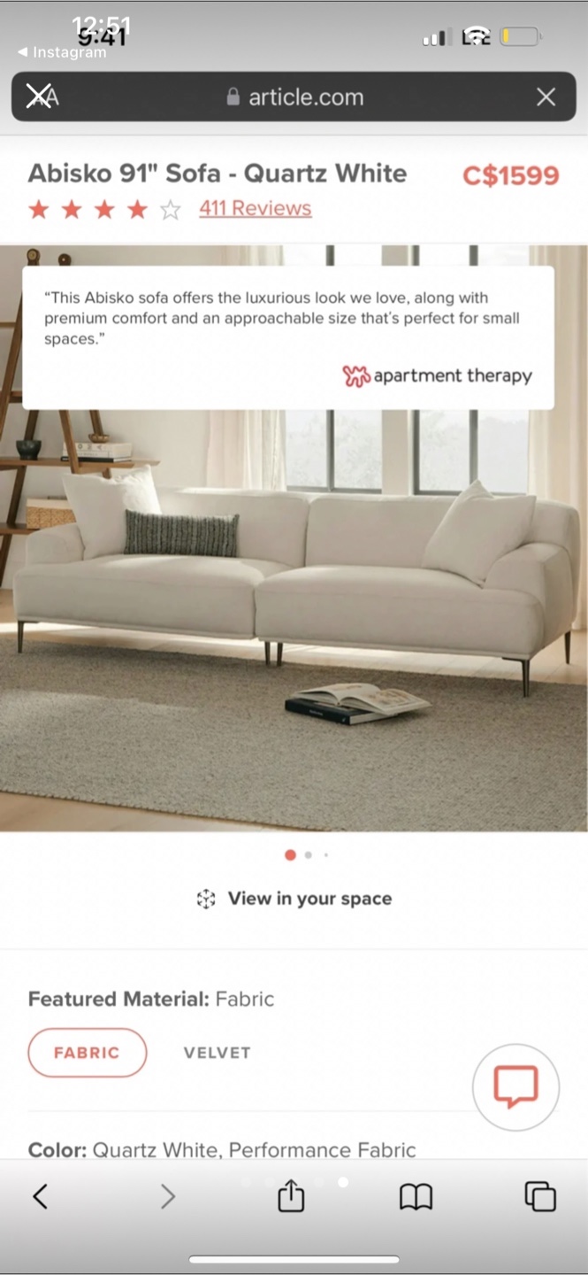 Abisko 91" Sofa - Quartz White - photo 5