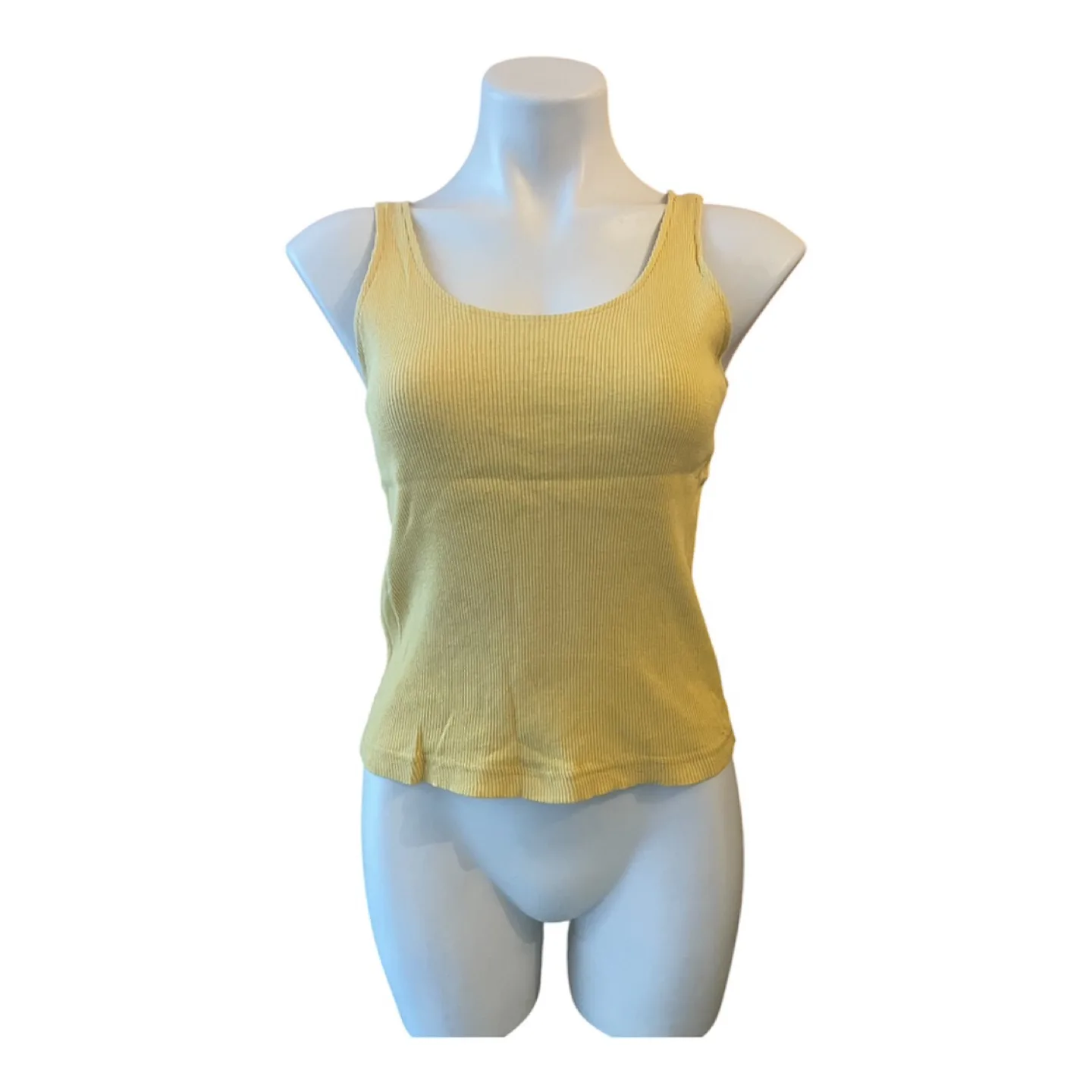 Vintage 90s Yellow Ribbed Tank Top Sleeveless Organic Cotton image indicator(2)