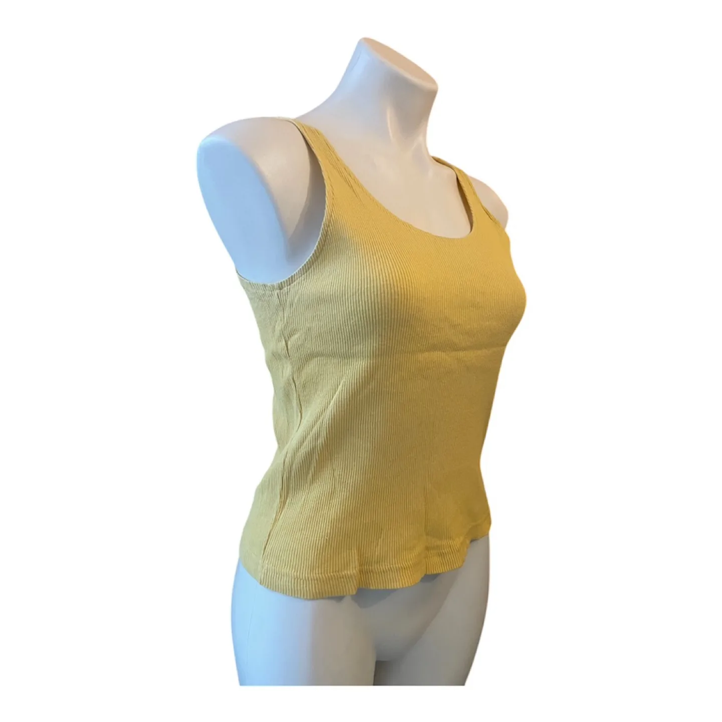 Vintage 90s Yellow Ribbed Tank Top Sleeveless Organic Cotton image indicator(4)