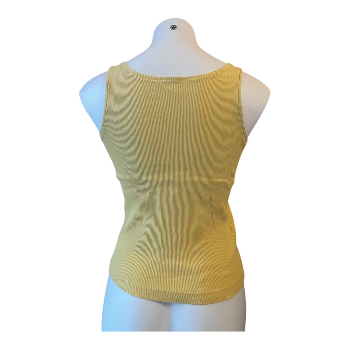 Vintage 90s Yellow Ribbed Tank Top Sleeveless Organic Cotton image indicator(7)