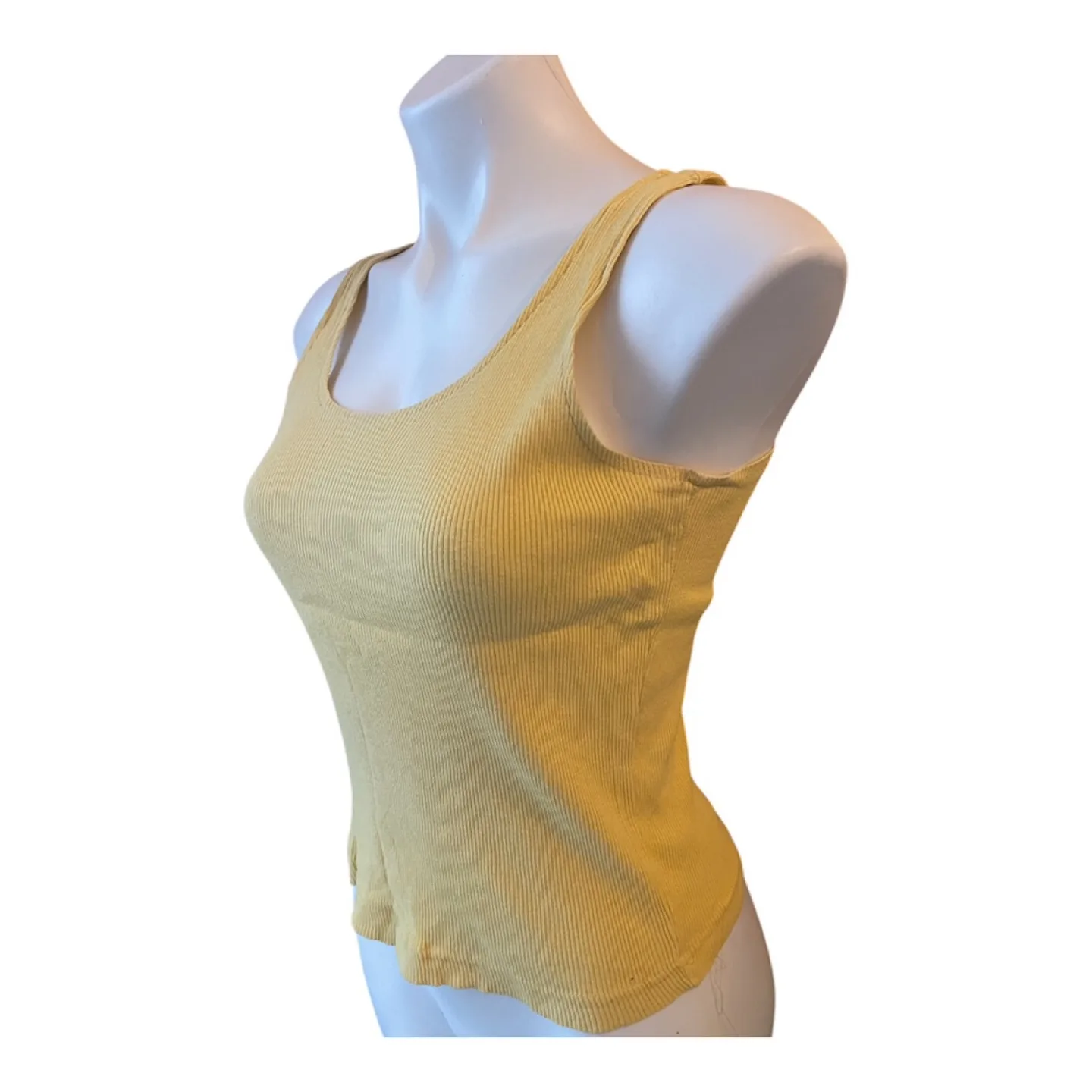 Vintage 90s Yellow Ribbed Tank Top Sleeveless Organic Cotton image indicator(9)