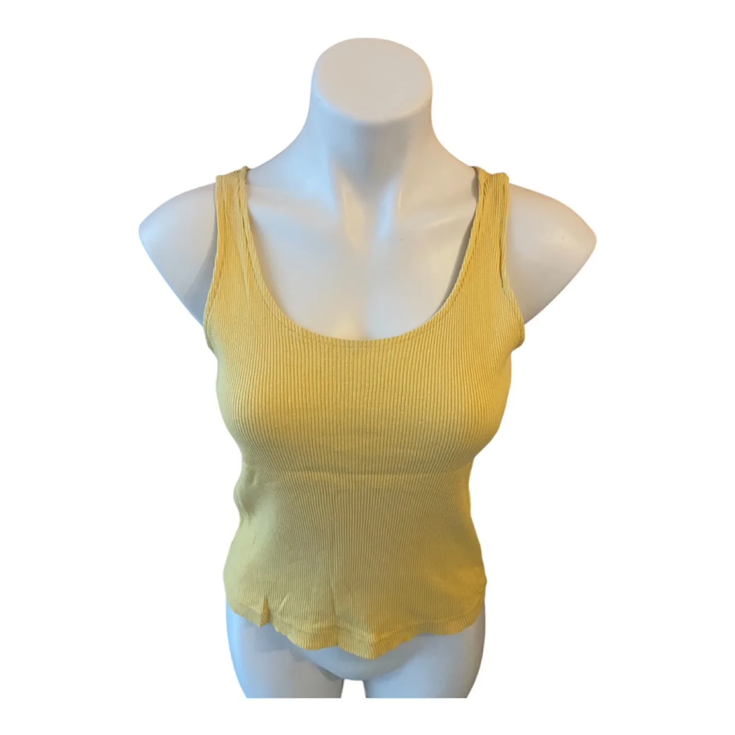 Vintage 90s Yellow Ribbed Tank Top Sleeveless Organic Cotton image indicator(3)