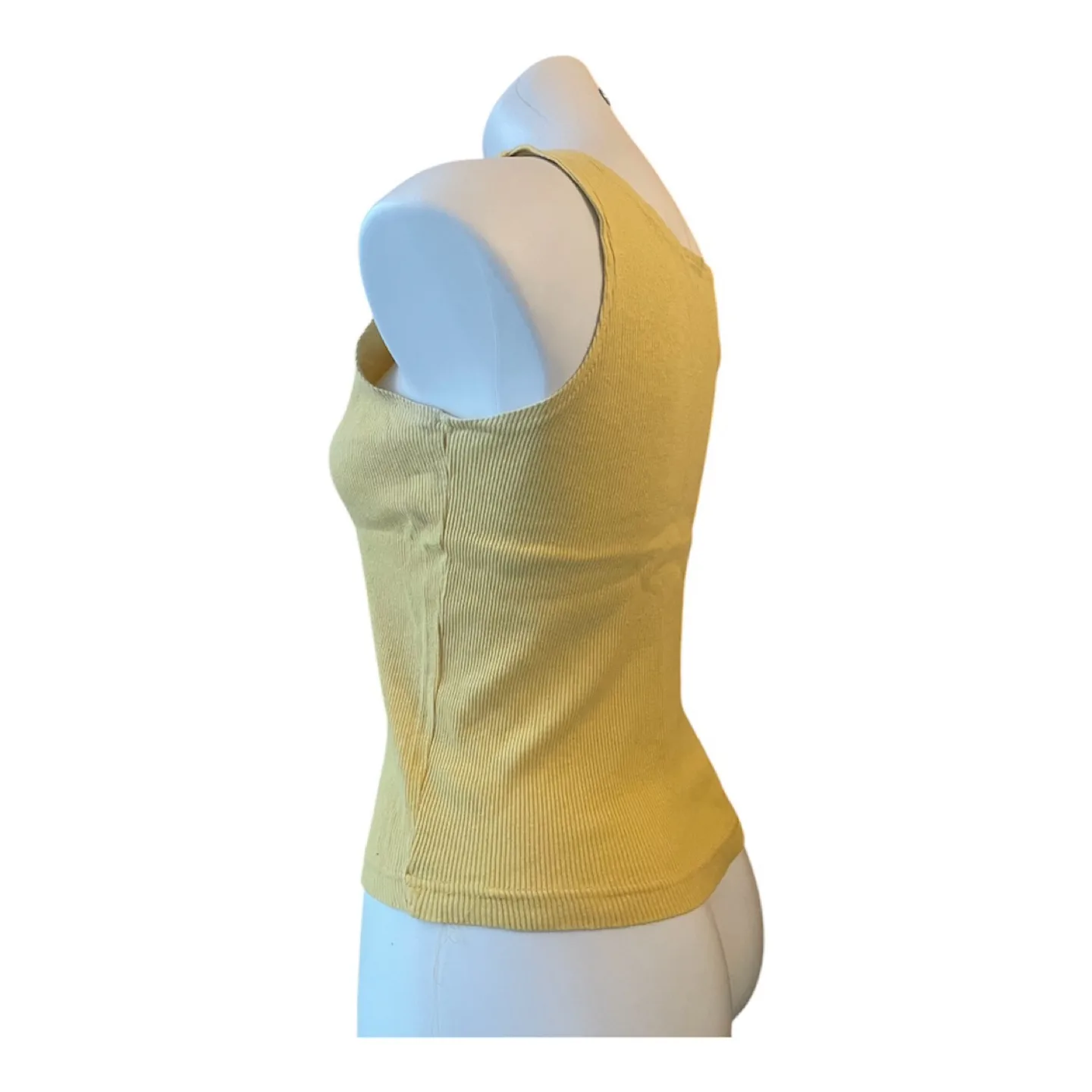 Vintage 90s Yellow Ribbed Tank Top Sleeveless Organic Cotton image indicator(6)