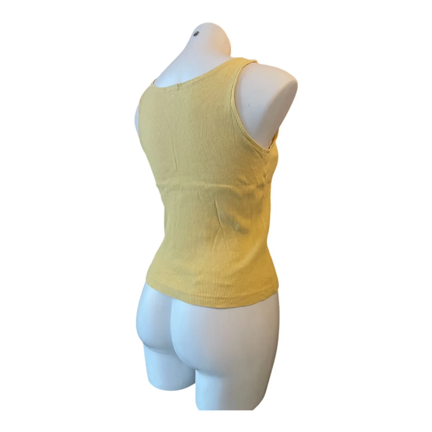 Vintage 90s Yellow Ribbed Tank Top Sleeveless Organic Cotton image indicator(8)