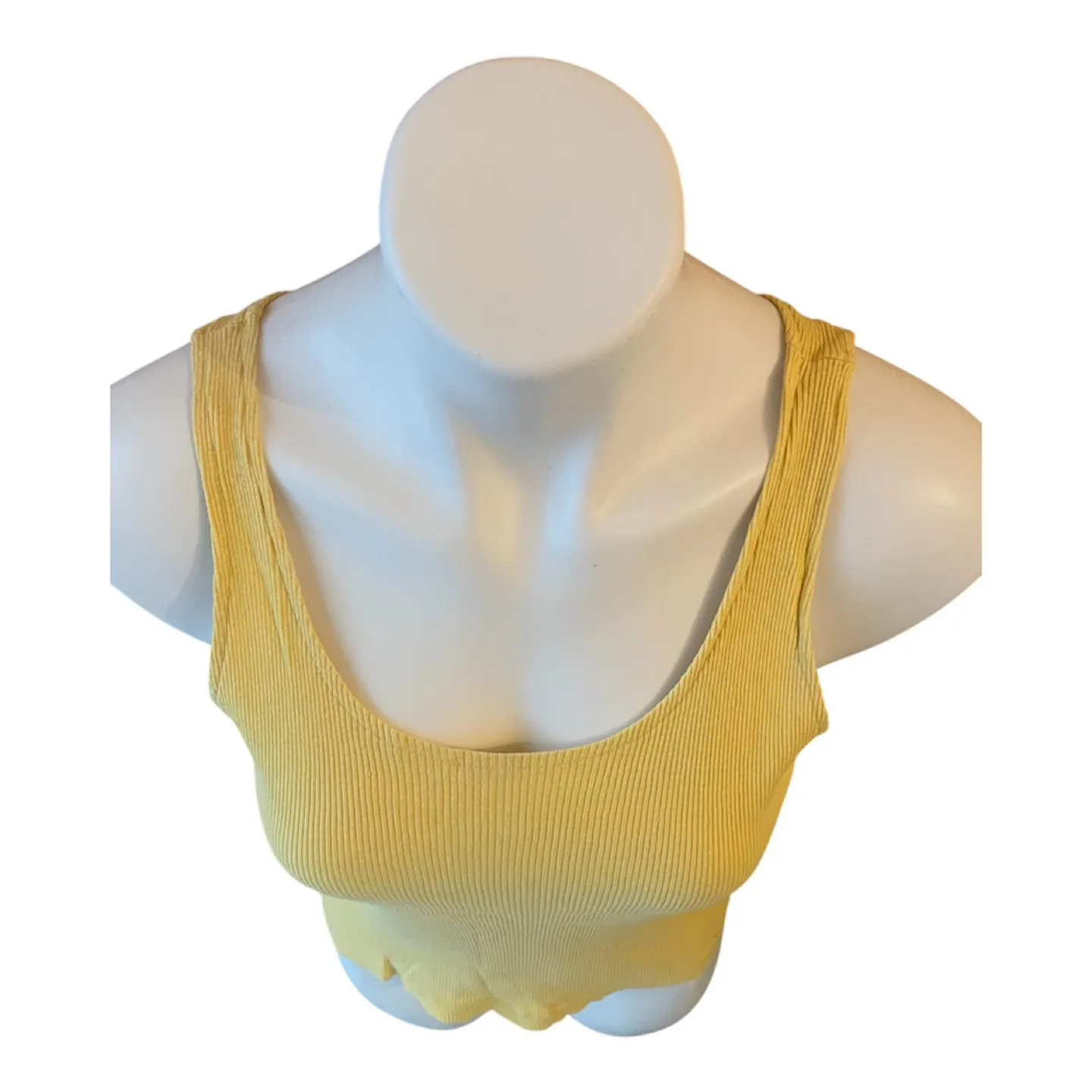 Vintage 90s Yellow Ribbed Tank Top Sleeveless Organic Cotton image indicator(10)
