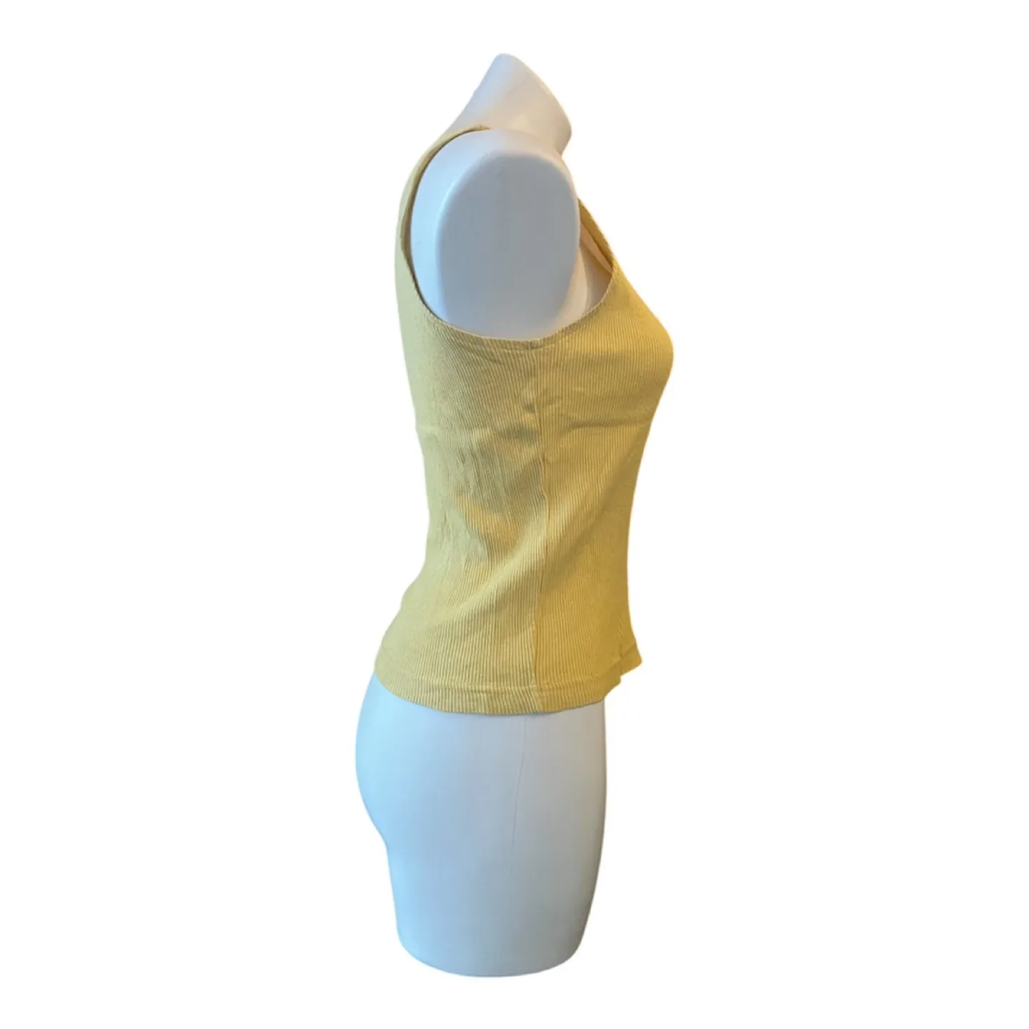 Vintage 90s Yellow Ribbed Tank Top Sleeveless Organic Cotton image indicator(5)
