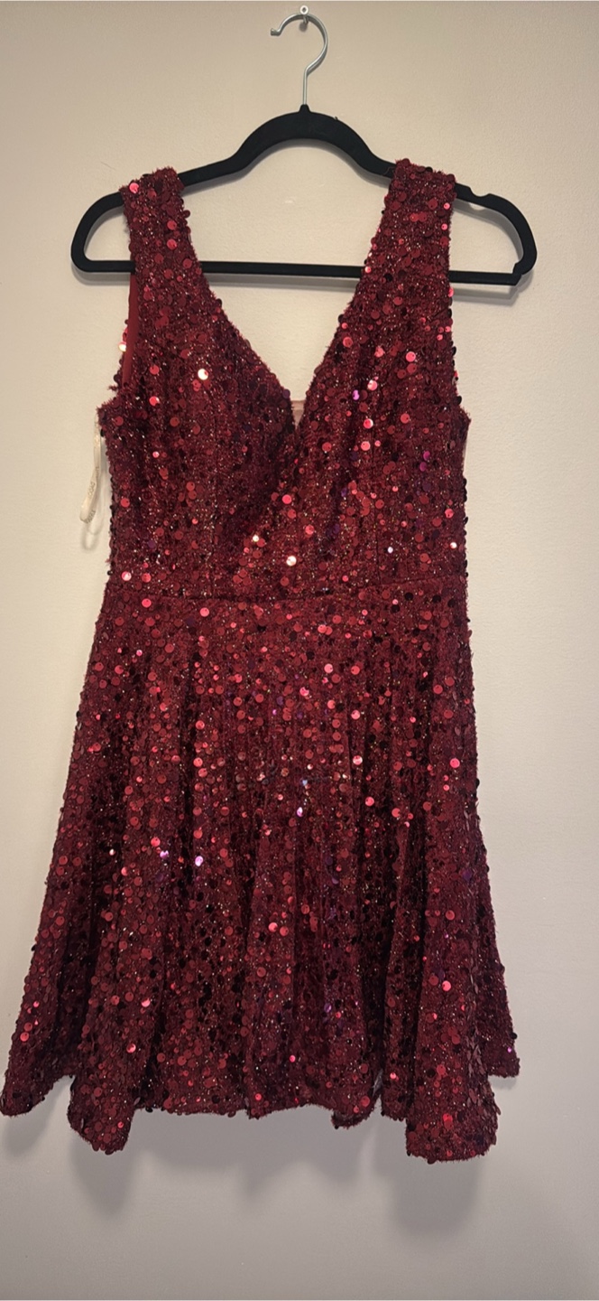 Burgundy Sequin Mini Dress
