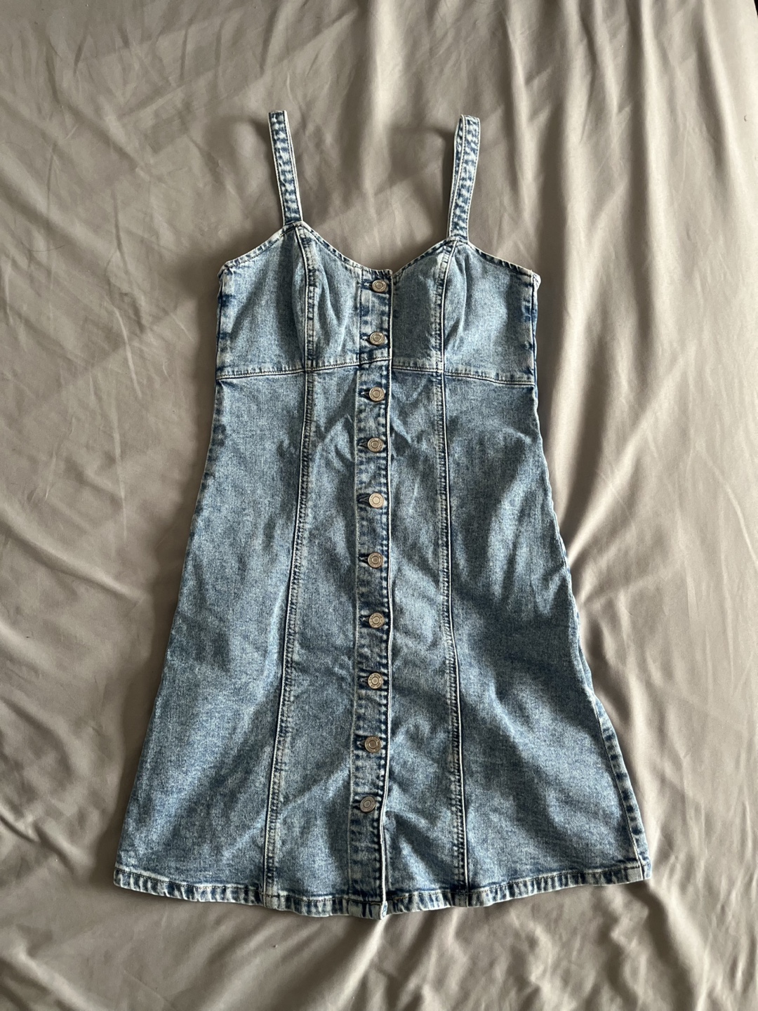 Light Wash Denim Button-Down Dress