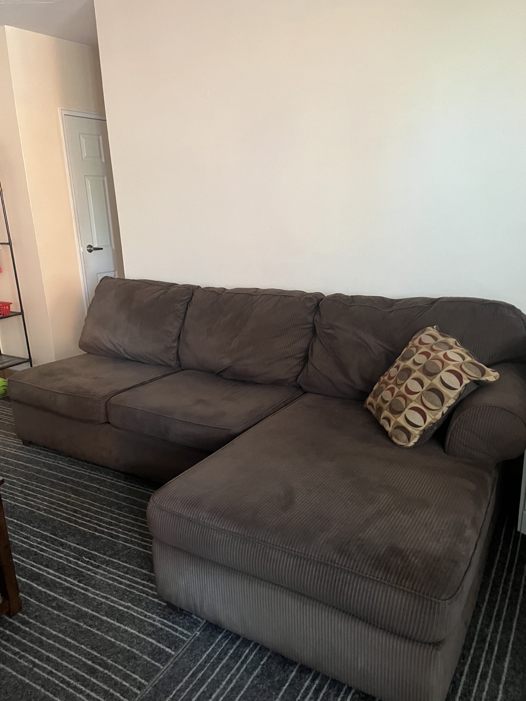 Brown corduroy sectional sofa
