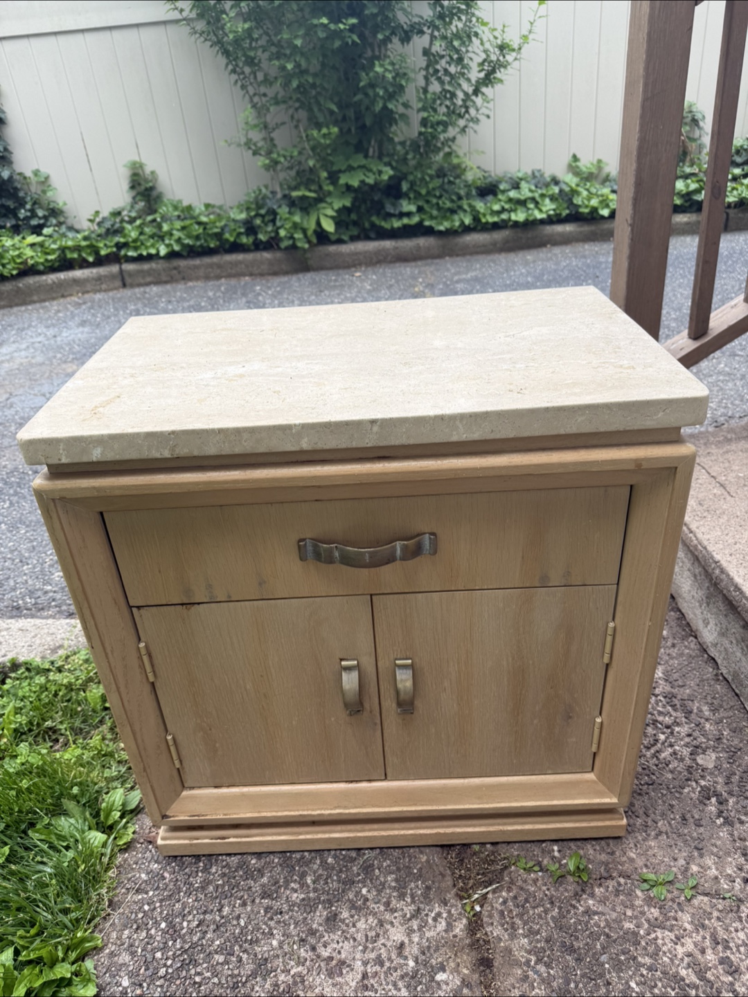 Vintage Mid-Century Modern Nightstand with Marble Top