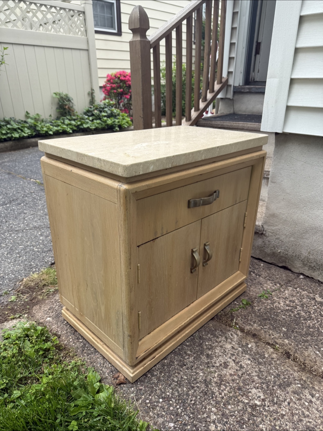 Vintage Mid-Century Modern Nightstand with Marble Top - photo 2