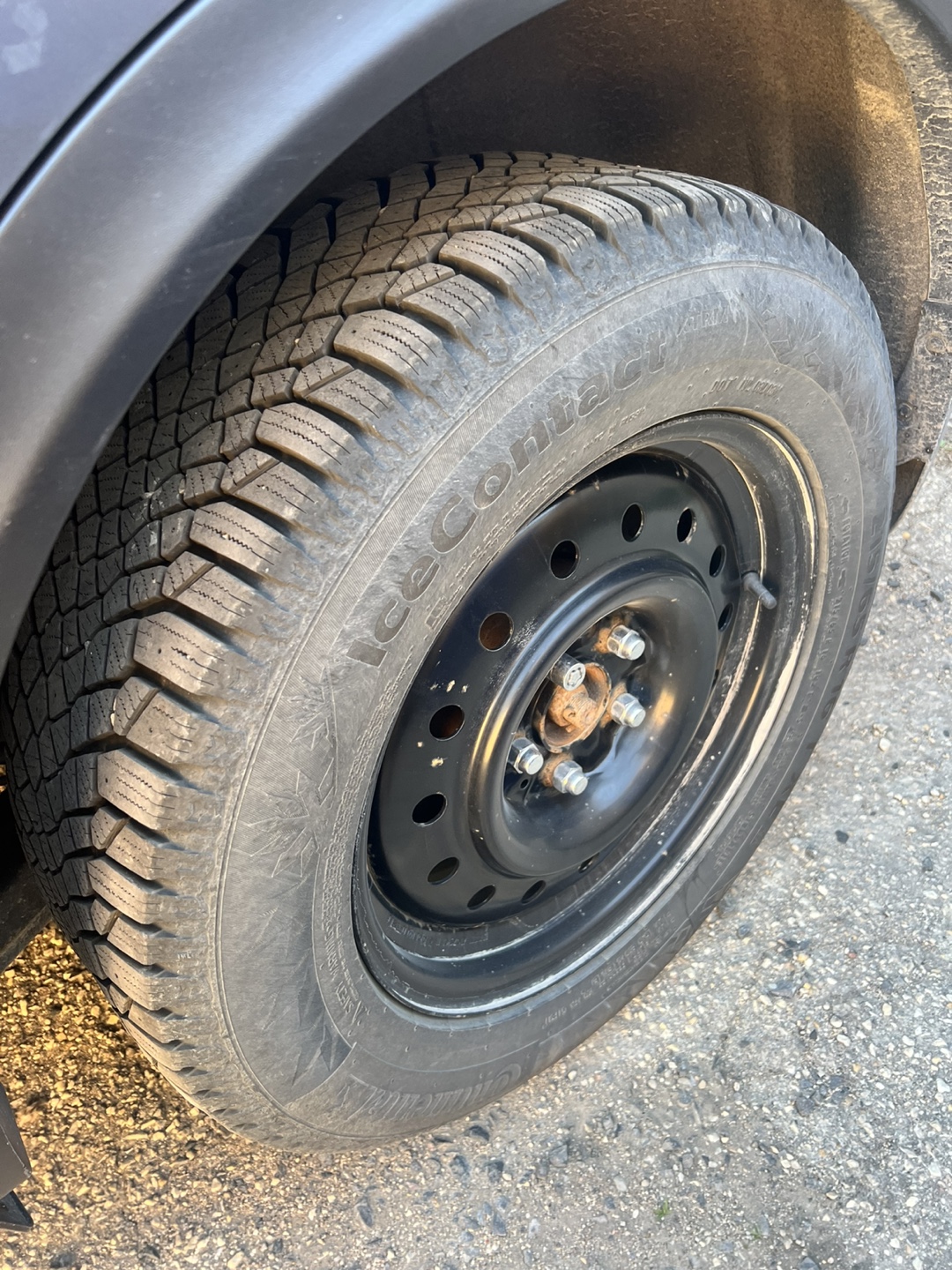 Used 215/65R16 Continental IceContact Winter Tire on Steel Rims