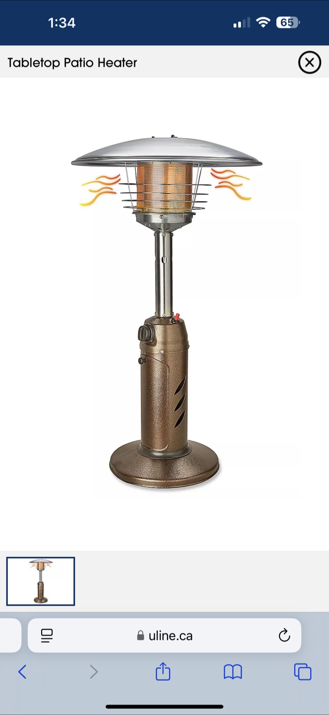 Uline Tabletop Patio Heater - Brand New in Box