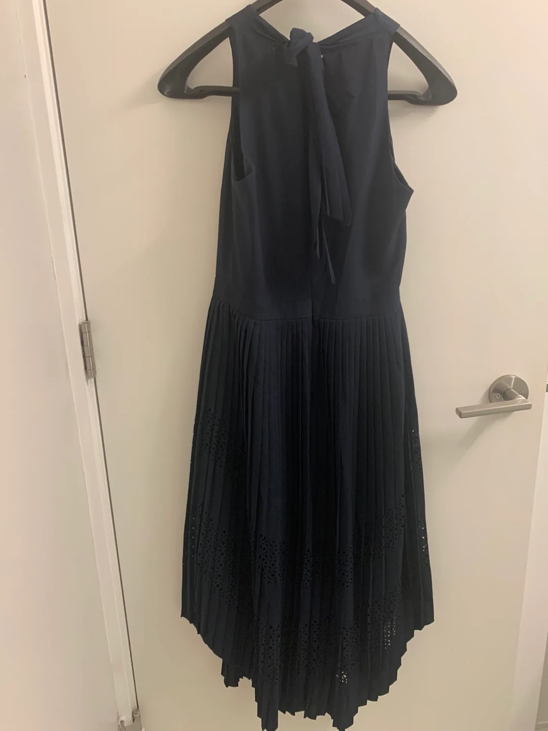 Banana Republic - Navy Blue Pleated Eyelet Midi Dress image indicator(2)
