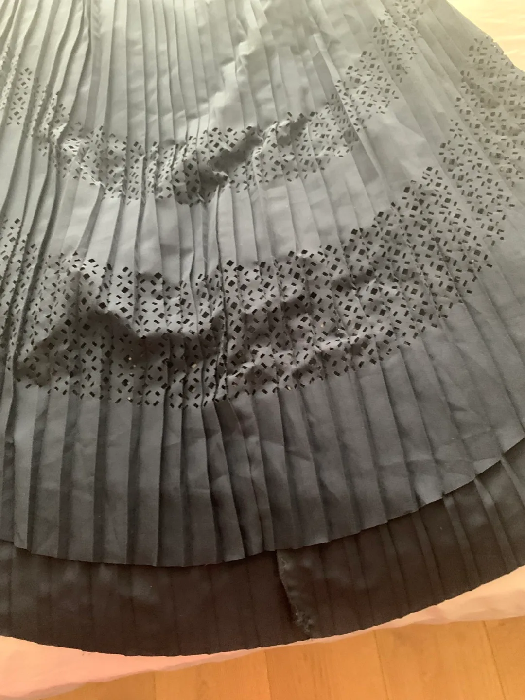 Banana Republic - Navy Blue Pleated Eyelet Midi Dress image indicator(5)