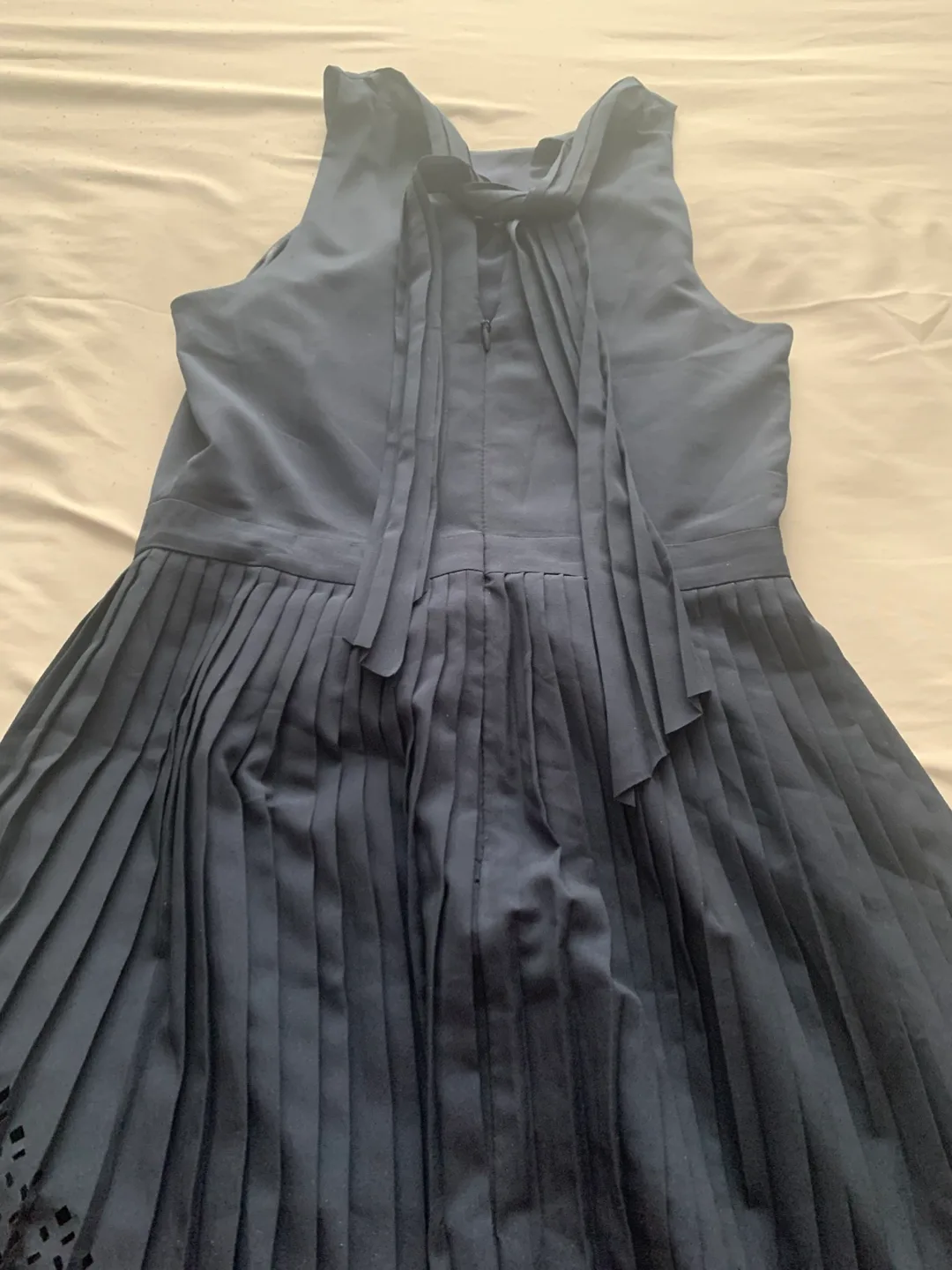 Banana Republic - Navy Blue Pleated Eyelet Midi Dress image indicator(7)