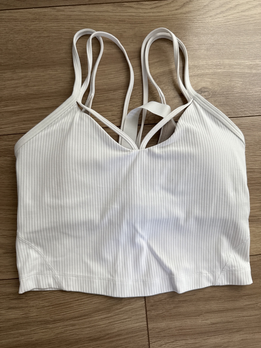Lululemon White Ribbed Cross-Back Crop Top - Size 2
