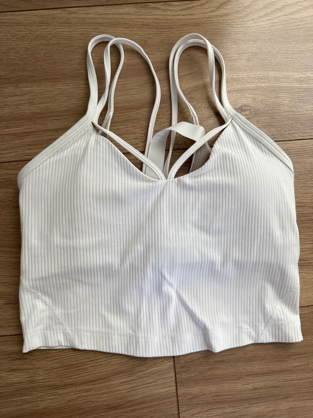 Lululemon White Ribbed Cross-Back Crop Top - Size 2 thumbnail