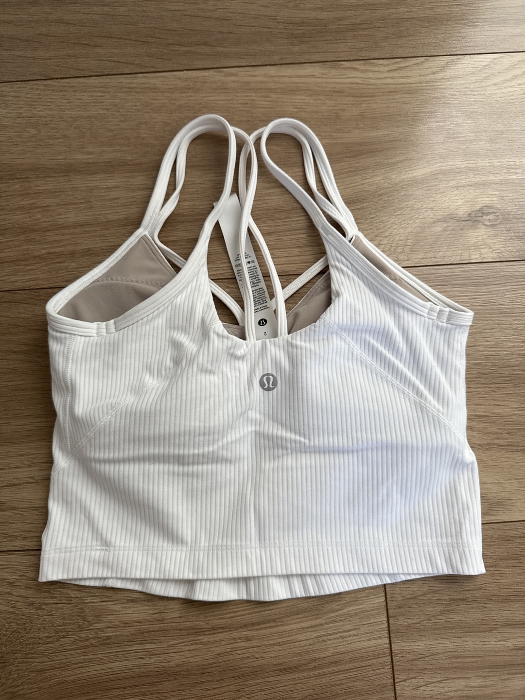 Lululemon White Ribbed Cross-Back Crop Top - Size 2 - photo 2