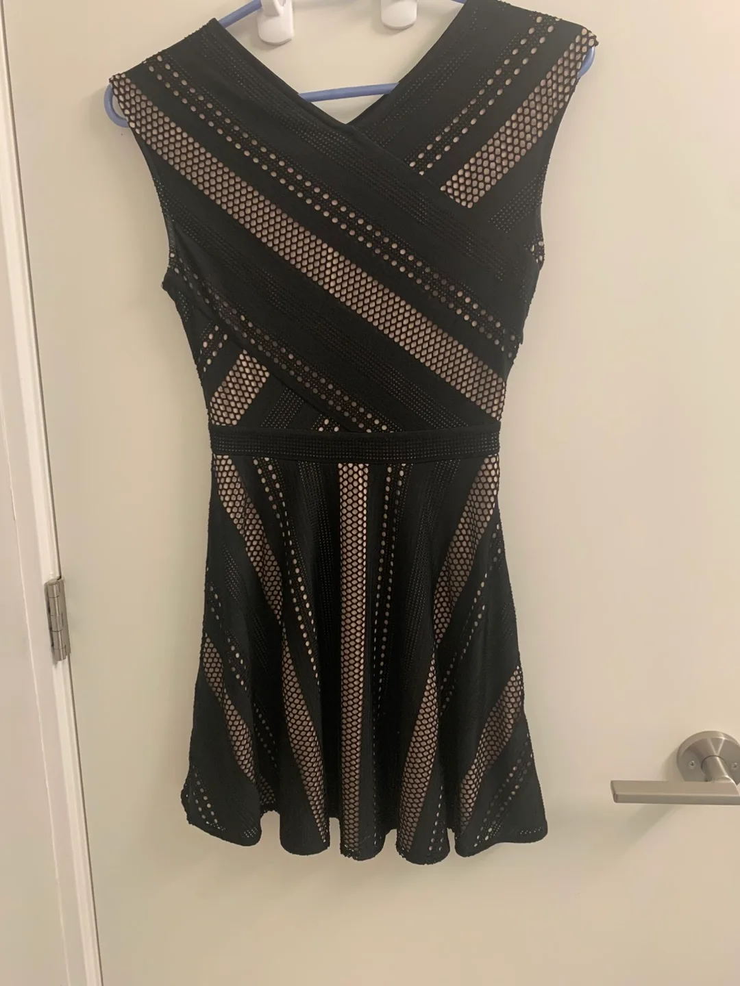 BCBGMAXAZRIA Black and Nude Sleeveless Fit and Flare Dress image indicator(2)