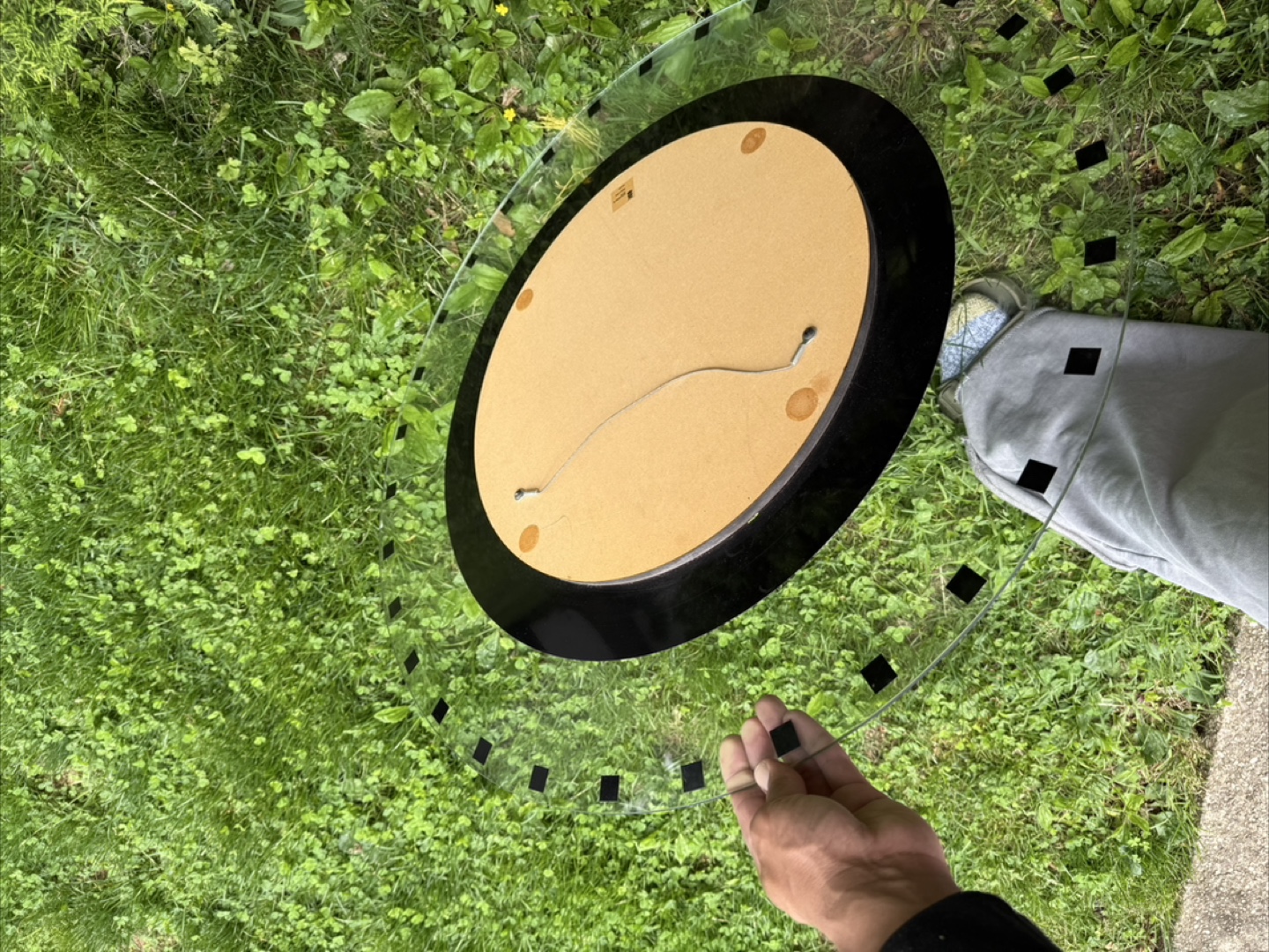 Large Round Glass Mirror with Black Accents - photo 3