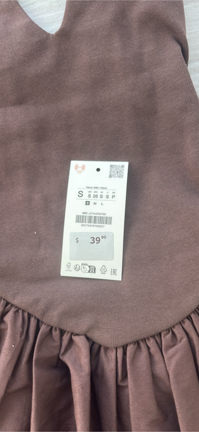 Zara Brown Tiered Mini Dress Size M - photo 2