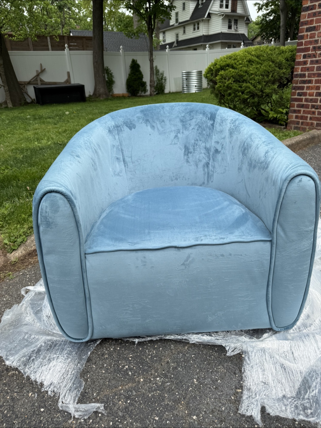 Dusty Blue Velvet Accent Chair - photo 2