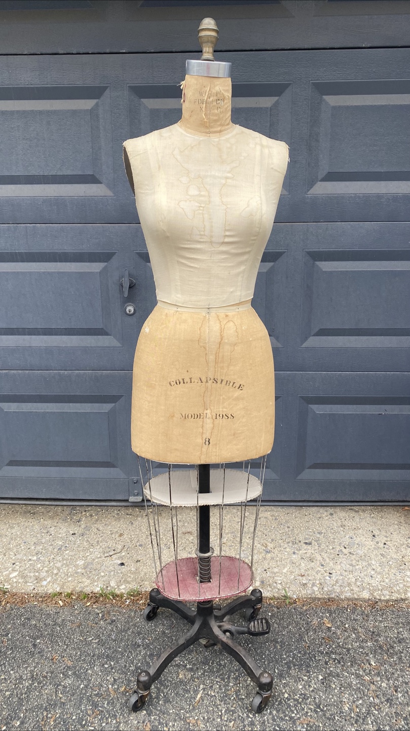 Vintage Adjustable Dress Form Mannequin on Rolling Stand